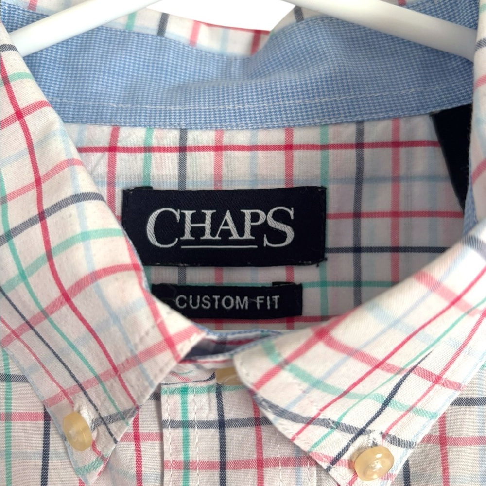 EUC LN Chaps Multicolor Plaid Men's Collar Dress Shirt